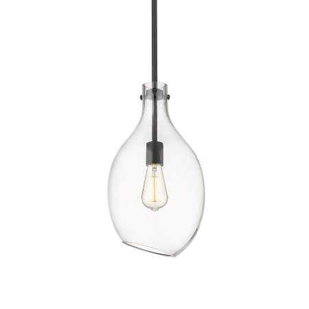 A large image of the Innovations Lighting 493-1S-16-9 Norwalk Pendant Matte Black / Clear