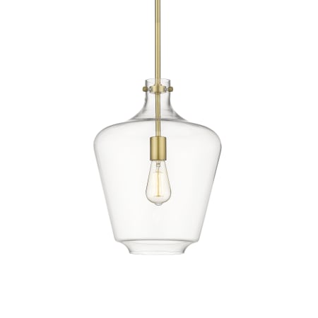 A large image of the Innovations Lighting 493-1S-16-12 Norwalk Pendant Satin Gold / Clear