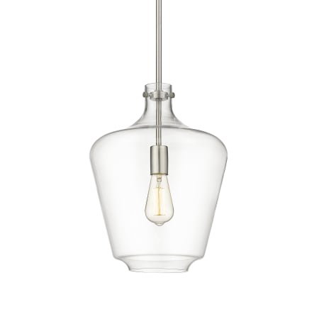 A large image of the Innovations Lighting 493-1S-16-12 Norwalk Pendant Brushed Satin Nickel / Clear