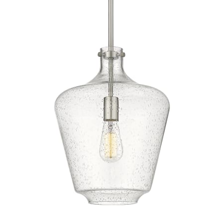 A large image of the Innovations Lighting 493-1S-16-12 Norwalk Pendant Brushed Satin Nickel / Seedy