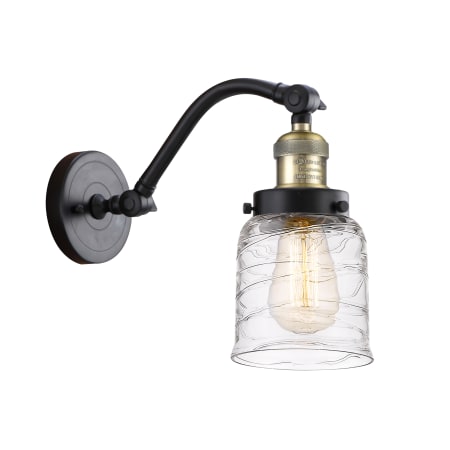 A large image of the Innovations Lighting 515-1W-12-5 Bell Sconce Black Antique Brass / Deco Swirl