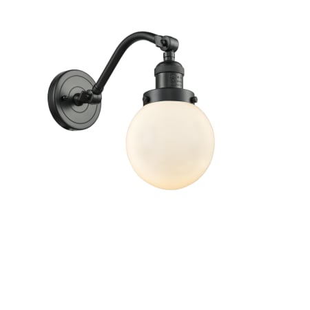 A large image of the Innovations Lighting 515-1W-6 Beacon Oil Rubbed Bronze / Matte White