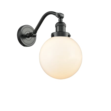 A large image of the Innovations Lighting 515-1W-8 Beacon Oil Rubbed Bronze / Matte White