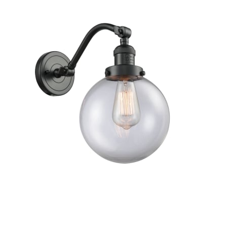 A large image of the Innovations Lighting 515-1W-8 Beacon Oil Rubbed Bronze / Clear