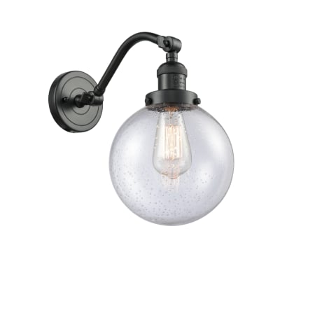 A large image of the Innovations Lighting 515-1W-8 Beacon Oil Rubbed Bronze / Seedy