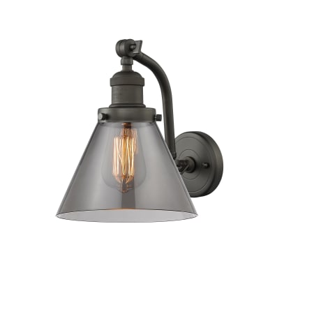 A large image of the Innovations Lighting 515-1W Large Cone Oiled Rubbed Bronze / Smoked