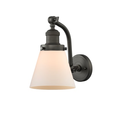 A large image of the Innovations Lighting 515-1W Small Cone Oiled Rubbed Bronze / Matte White Cased
