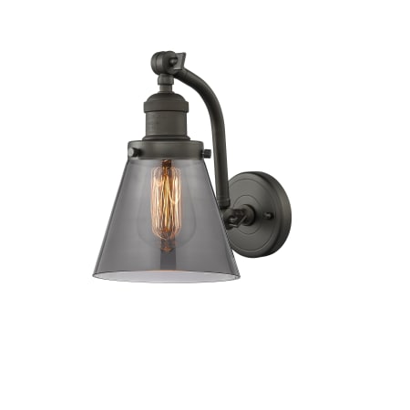A large image of the Innovations Lighting 515-1W Small Cone Oiled Rubbed Bronze / Smoked