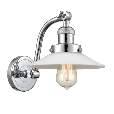 A large image of the Innovations Lighting 515-1W Halophane Polished Chrome / Matte White