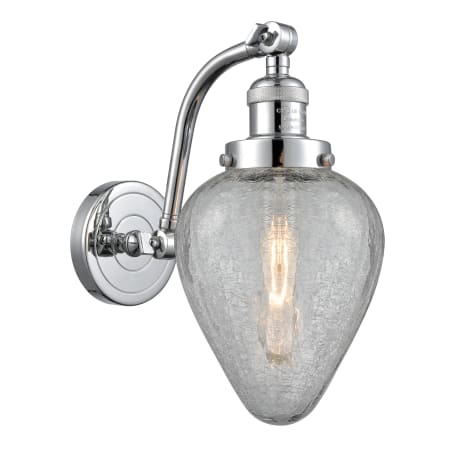 A large image of the Innovations Lighting 515-1W Geneseo Polished Chrome / Clear Crackle