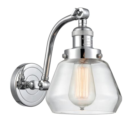 A large image of the Innovations Lighting 515-1W Fulton Polished Chrome / Clear