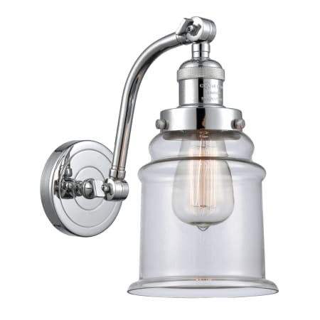 A large image of the Innovations Lighting 515-1W Canton Polished Chrome / Clear