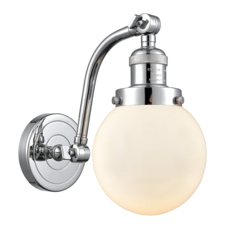 A large image of the Innovations Lighting 515-1W-6 Beacon Polished Chrome / Matte White Cased