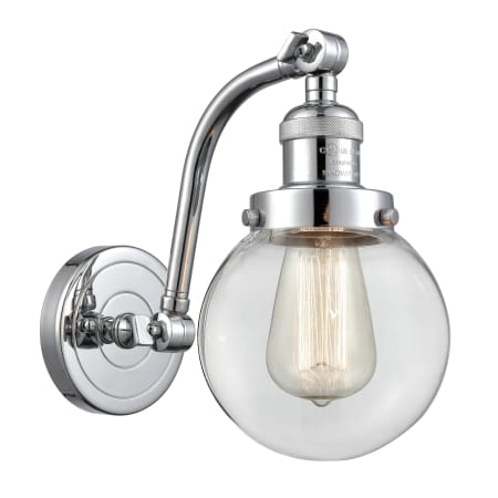 A large image of the Innovations Lighting 515-1W-6 Beacon Polished Chrome / Clear