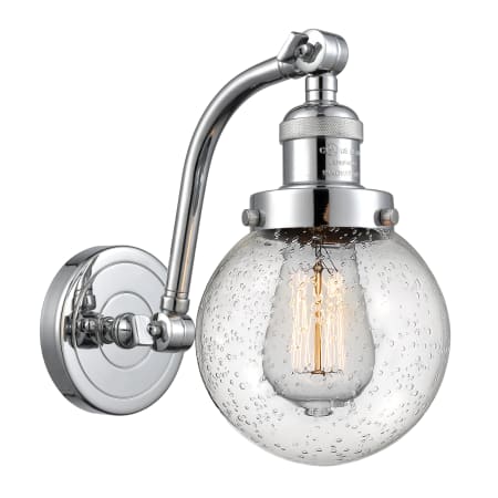A large image of the Innovations Lighting 515-1W-6 Beacon Polished Chrome / Seedy