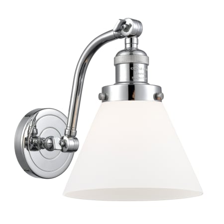 A large image of the Innovations Lighting 515-1W Large Cone Polished Chrome / Matte White Cased