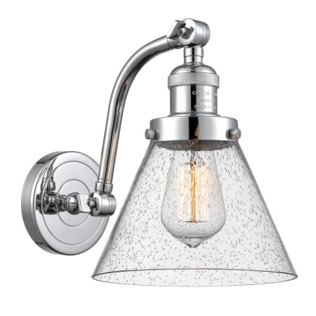 A large image of the Innovations Lighting 515-1W Large Cone Polished Chrome / Seedy