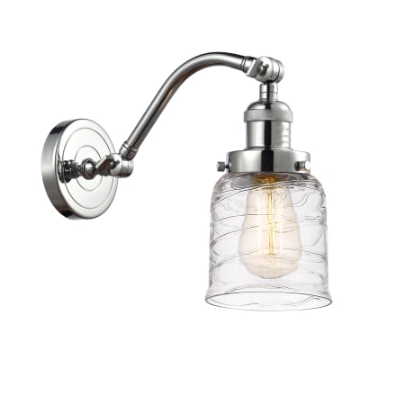 A large image of the Innovations Lighting 515-1W-12-5 Bell Sconce Polished Chrome / Deco Swirl
