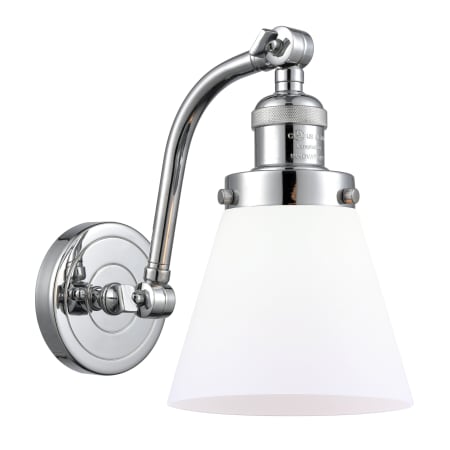 A large image of the Innovations Lighting 515-1W Small Cone Polished Chrome / Matte White Cased