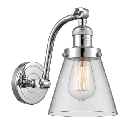 A large image of the Innovations Lighting 515-1W Small Cone Polished Chrome / Clear
