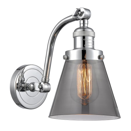 A large image of the Innovations Lighting 515-1W Small Cone Polished Chrome / Smoked