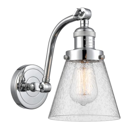 A large image of the Innovations Lighting 515-1W Small Cone Polished Chrome / Seedy