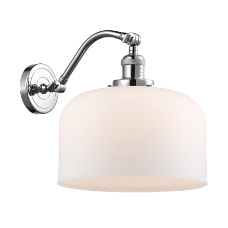 A large image of the Innovations Lighting 515-1W X-Large Bell Polished Chrome / Matte White Cased