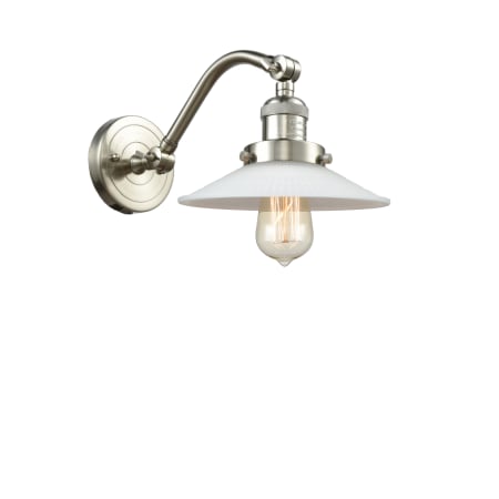 A large image of the Innovations Lighting 515-1W Halophane Brushed Satin Nickel / Matte White