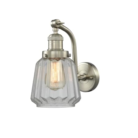 A large image of the Innovations Lighting 515-1W Chatham Brushed Satin Nickel / Clear Fluted