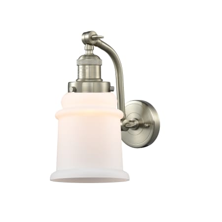 A large image of the Innovations Lighting 515-1W Canton Brushed Satin Nickel / Matte White