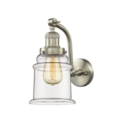 A large image of the Innovations Lighting 515-1W Canton Brushed Satin Nickel / Clear