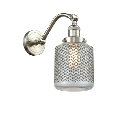 A large image of the Innovations Lighting 515-1W Stanton Brushed Satin Nickel / Clear