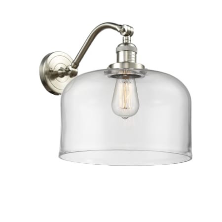 A large image of the Innovations Lighting 515-1W X-Large Bell Brushed Satin Nickel / Clear