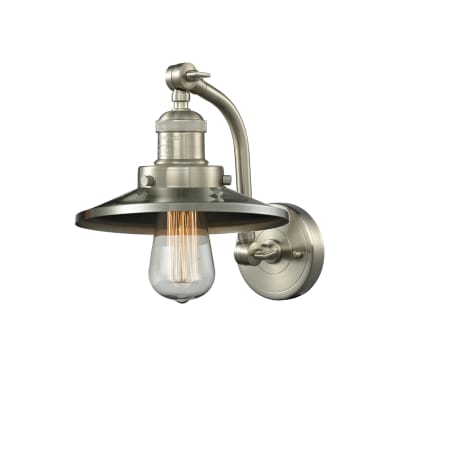 A large image of the Innovations Lighting 515-1W Railroad Brushed Satin Nickel / Brushed Satin Nickel