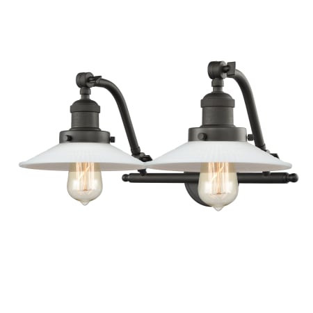 A large image of the Innovations Lighting 515-2W Halophane Oil Rubbed Bronze / Matte White
