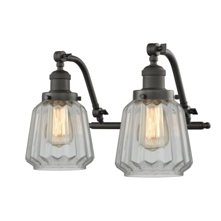 A large image of the Innovations Lighting 515-2W Chatham Oiled Rubbed Bronze / Clear Fluted