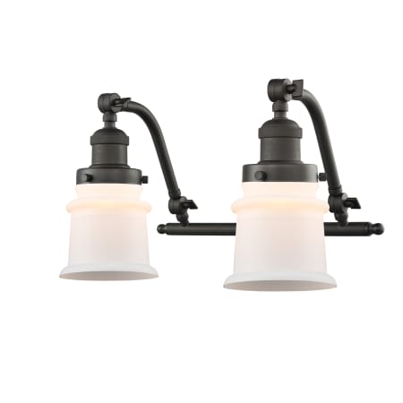 A large image of the Innovations Lighting 515-2W Small Canton Oil Rubbed Bronze / Matte White