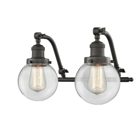 A large image of the Innovations Lighting 515-2W-6 Beacon Oil Rubbed Bronze / Clear