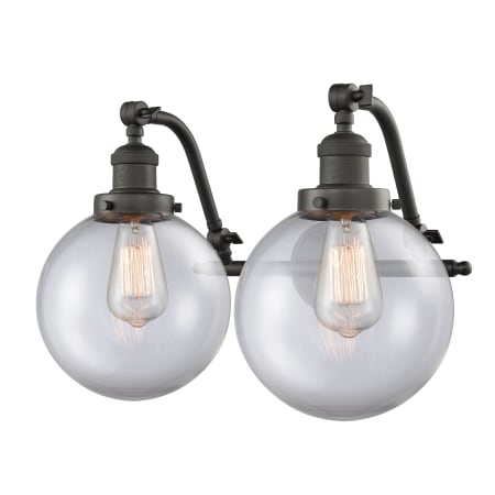 A large image of the Innovations Lighting 515-2W-8 Beacon Oil Rubbed Bronze / Clear