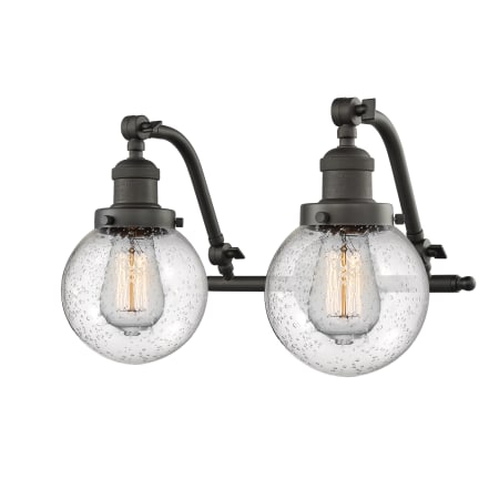 A large image of the Innovations Lighting 515-2W-6 Beacon Oil Rubbed Bronze / Seedy