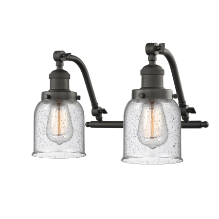 A large image of the Innovations Lighting 515-2W Small Bell Oiled Rubbed Bronze / Seedy