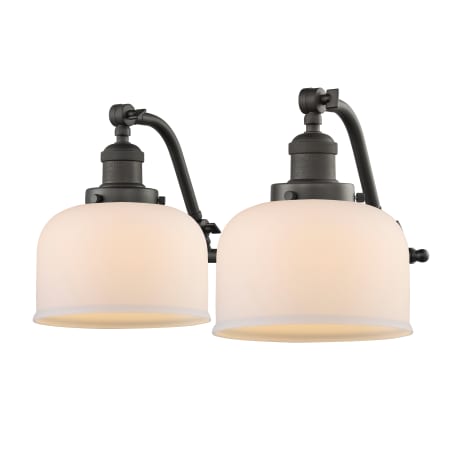 A large image of the Innovations Lighting 515-2W Large Bell Oiled Rubbed Bronze / Matte White Cased