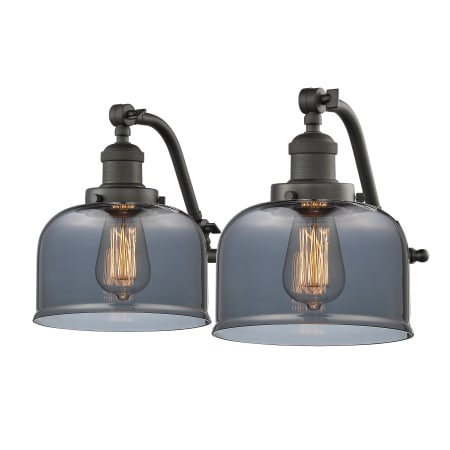 A large image of the Innovations Lighting 515-2W Large Bell Oiled Rubbed Bronze / Smoked