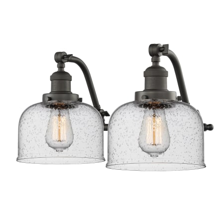 A large image of the Innovations Lighting 515-2W Large Bell Oiled Rubbed Bronze / Seedy