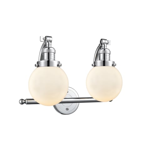 A large image of the Innovations Lighting 515-2W-6 Beacon Polished Chrome / Matte White Cased