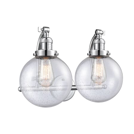 A large image of the Innovations Lighting 515-2W-8 Beacon Polished Chrome / Seedy