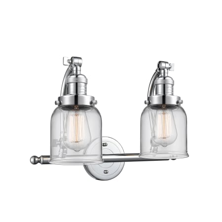 A large image of the Innovations Lighting 515-2W Small Bell Polished Chrome / Clear