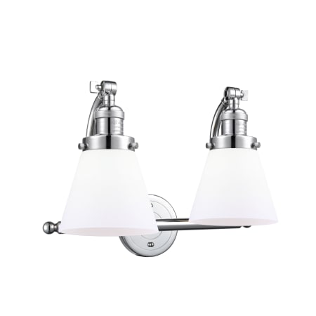 A large image of the Innovations Lighting 515-2W Small Cone Polished Chrome / Matte White Cased