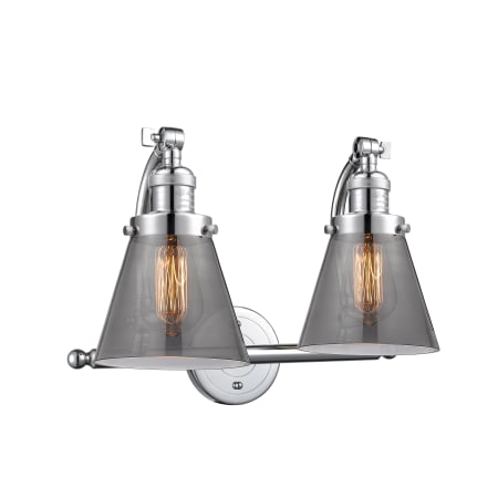 A large image of the Innovations Lighting 515-2W Small Cone Polished Chrome / Smoked