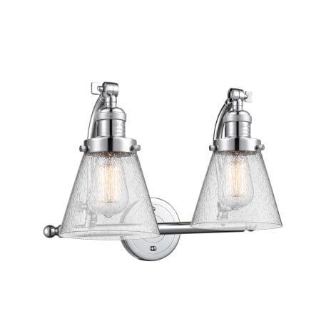 A large image of the Innovations Lighting 515-2W Small Cone Polished Chrome / Seedy